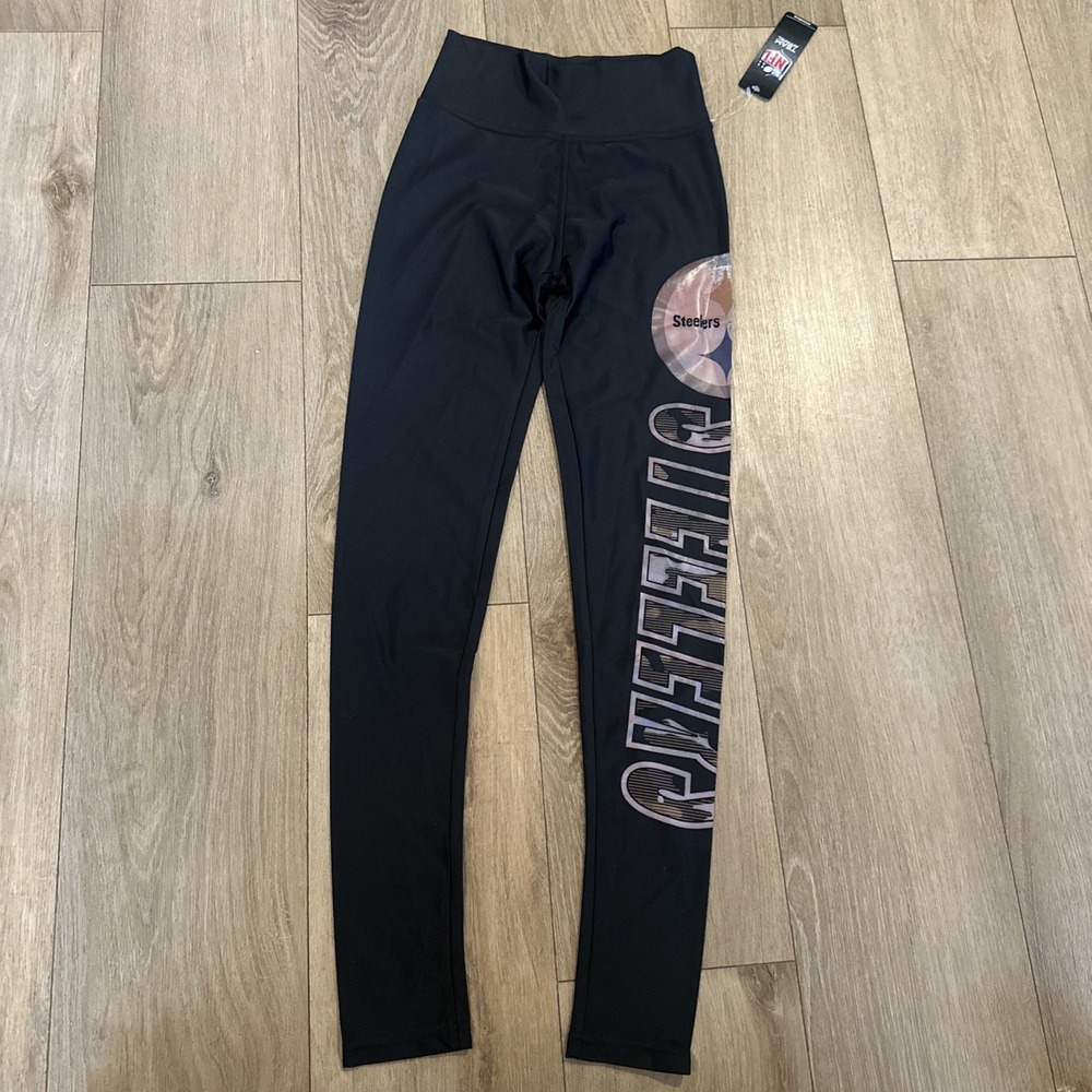 NFL Pittsburgh Steelers Women's Leggings Black Fitting Logo Football XS - Picture 3 of 9